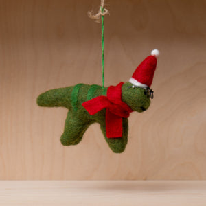 Handmade Felt Christmas Dinosaur Hanging Decoration