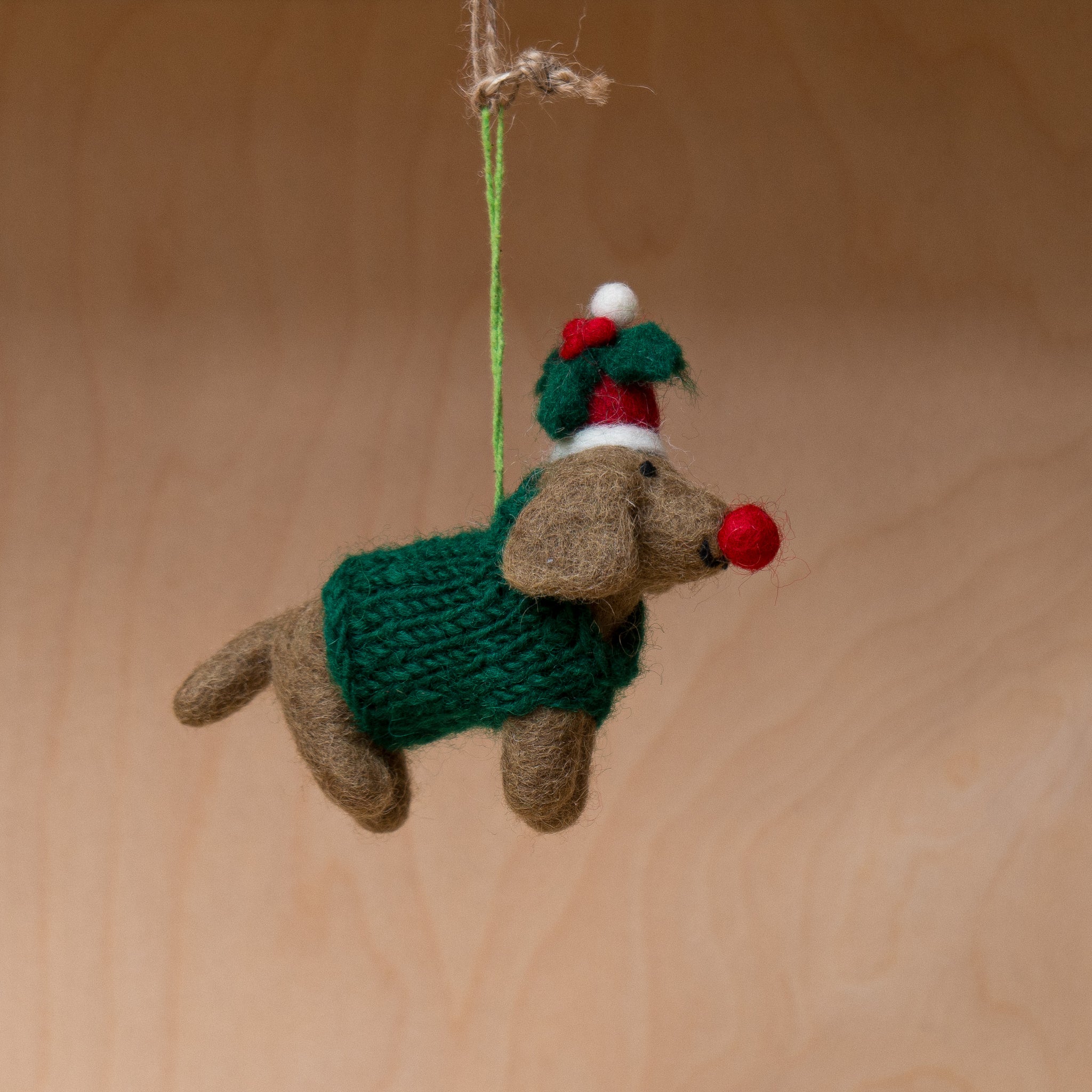 Handmade Felt Rudolph Dachshund Dog Decor