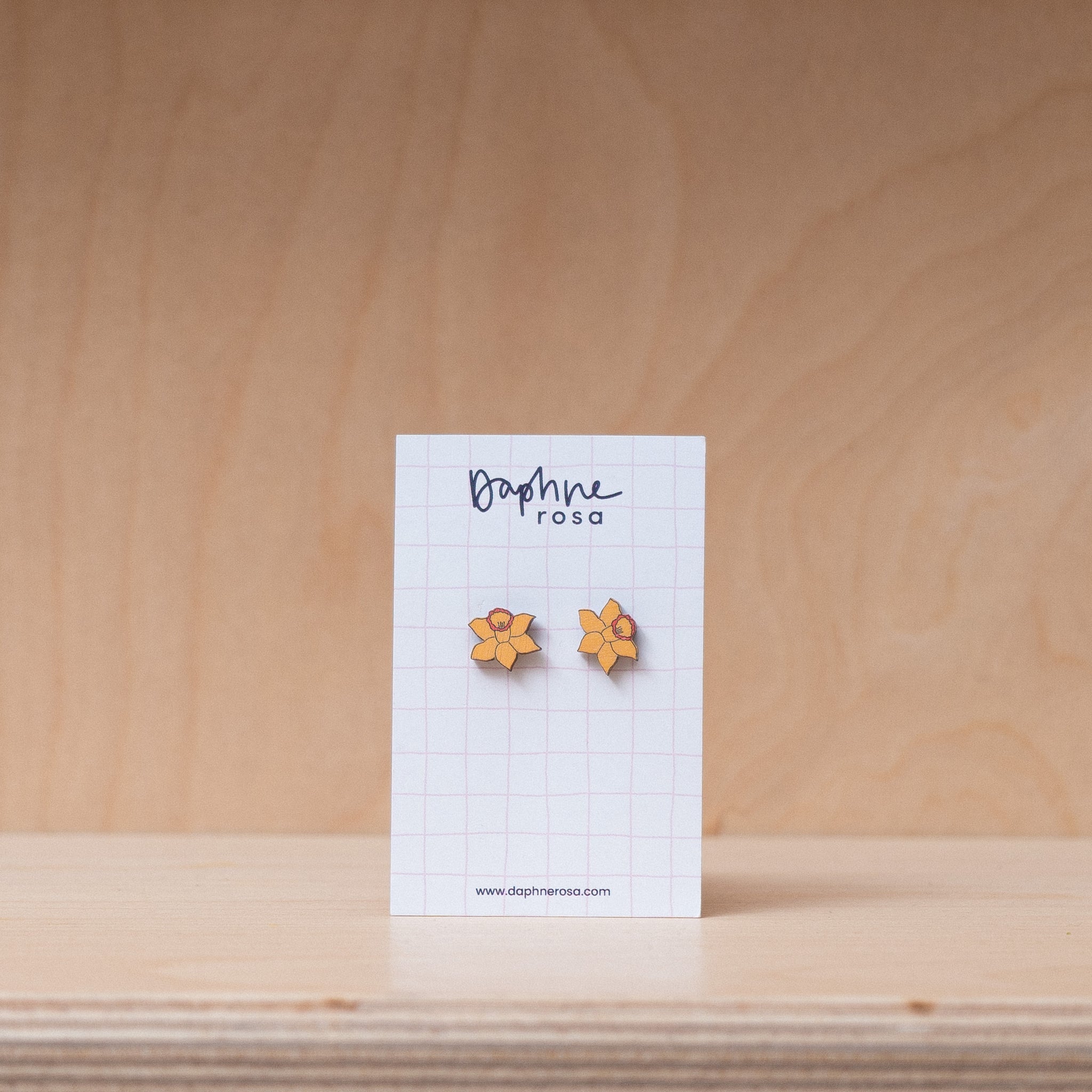 DaphneRosa Wooden Birth Flower Earrings - March - Daffodil