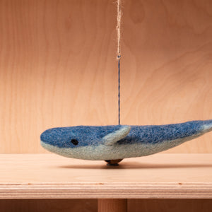 Handmade Felt Biodegradable Big Blue Whale Hanging Decoration