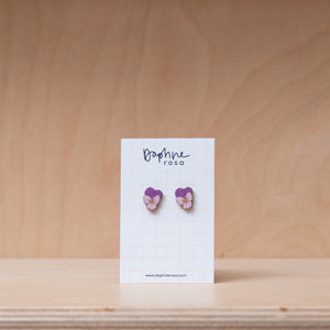 DaphneRosa Wooden Birth Flower Earrings - February - Violet