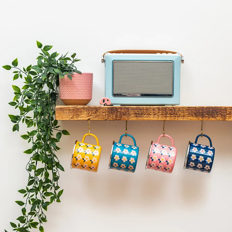 Enamel Happy Retrol Floral Mug- Midnight Navy