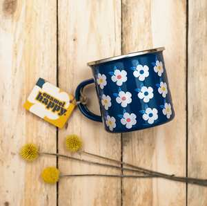 Enamel Happy Retrol Floral Mug- Midnight Navy