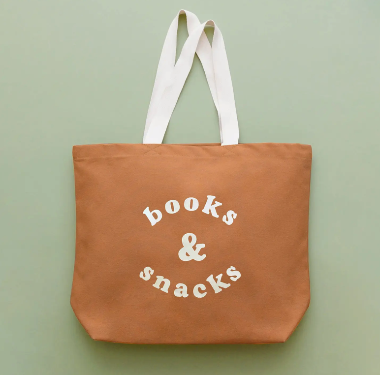 Alphabet Bags Canvas Bag - Books & Snacks - Tan