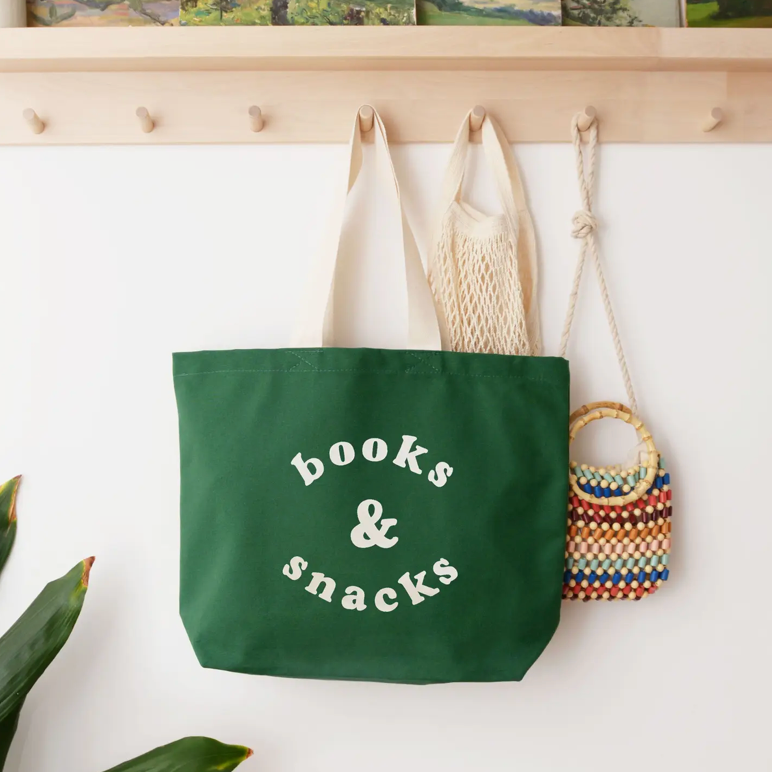 Alphabet Bags Canvas Bag - Books & Snacks - Forest