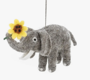 Handmade Felt Sidney the Sunflower Elephant Hanging Decoration