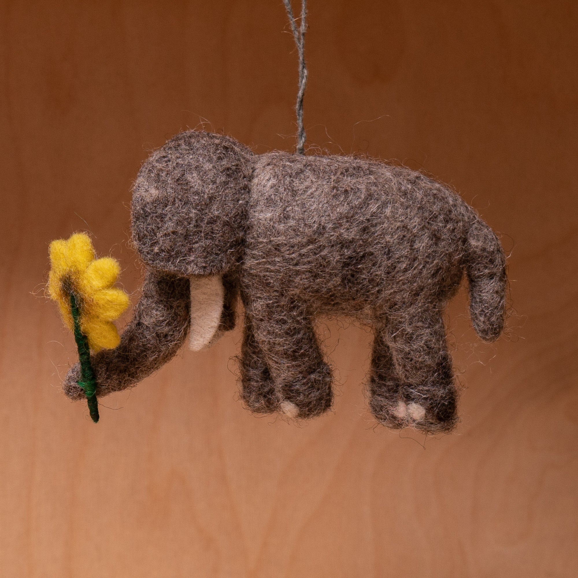 Handmade Felt Sidney the Sunflower Elephant Hanging Decoration