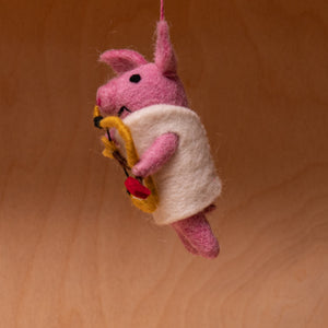 Handmade Felt Cupid Valentines Pig Hanging Decoration