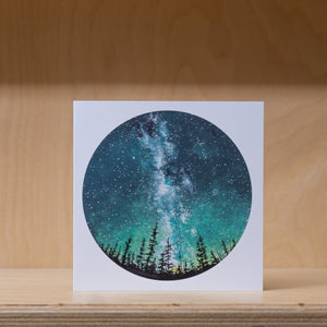 Charis Raine Single Greetings Card - Forest Sky, Finland